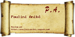 Paulini Anikó névjegykártya